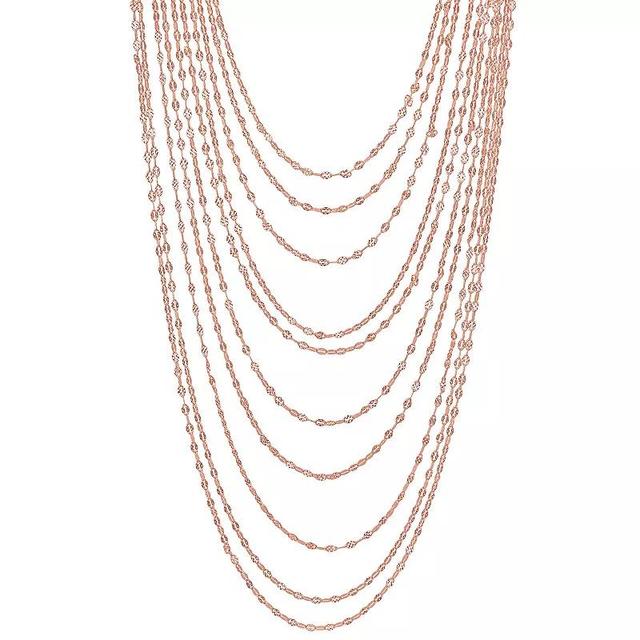 Stella Grace Sterling Silver Multistrand Chain Necklace, Womens Rose Gold Tone Product Image