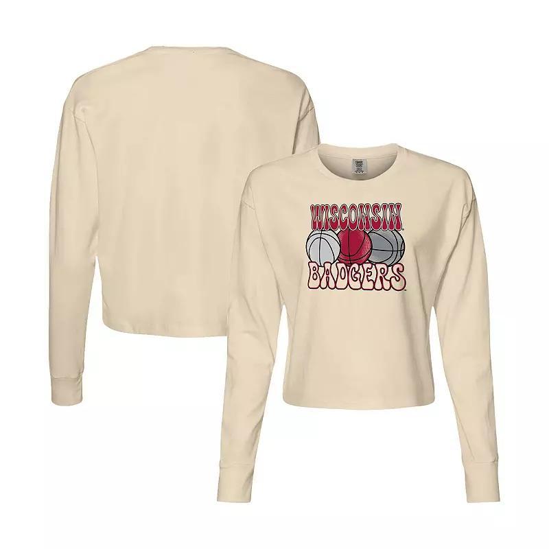 Womens Natural Wisconsin Badgers Comfort Colors Basketball Cropped Long Sleeve T-Shirt Product Image