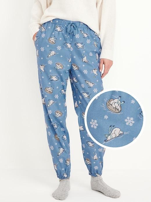 High-Waisted Flannel Pajama Joggers Product Image