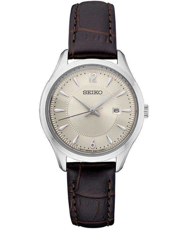 Seiko Womens Essential Brown Leather Strap Watch 39mm - Blush Product Image