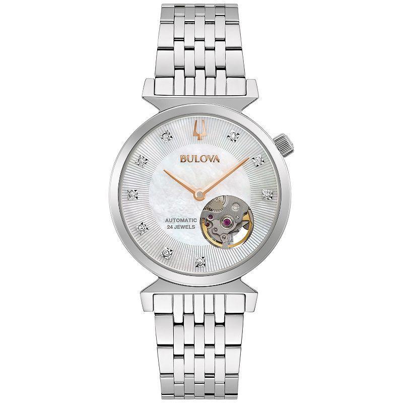 Womens Bulova Regatta Diamond Automatic Watch - 96P222 Silver Product Image