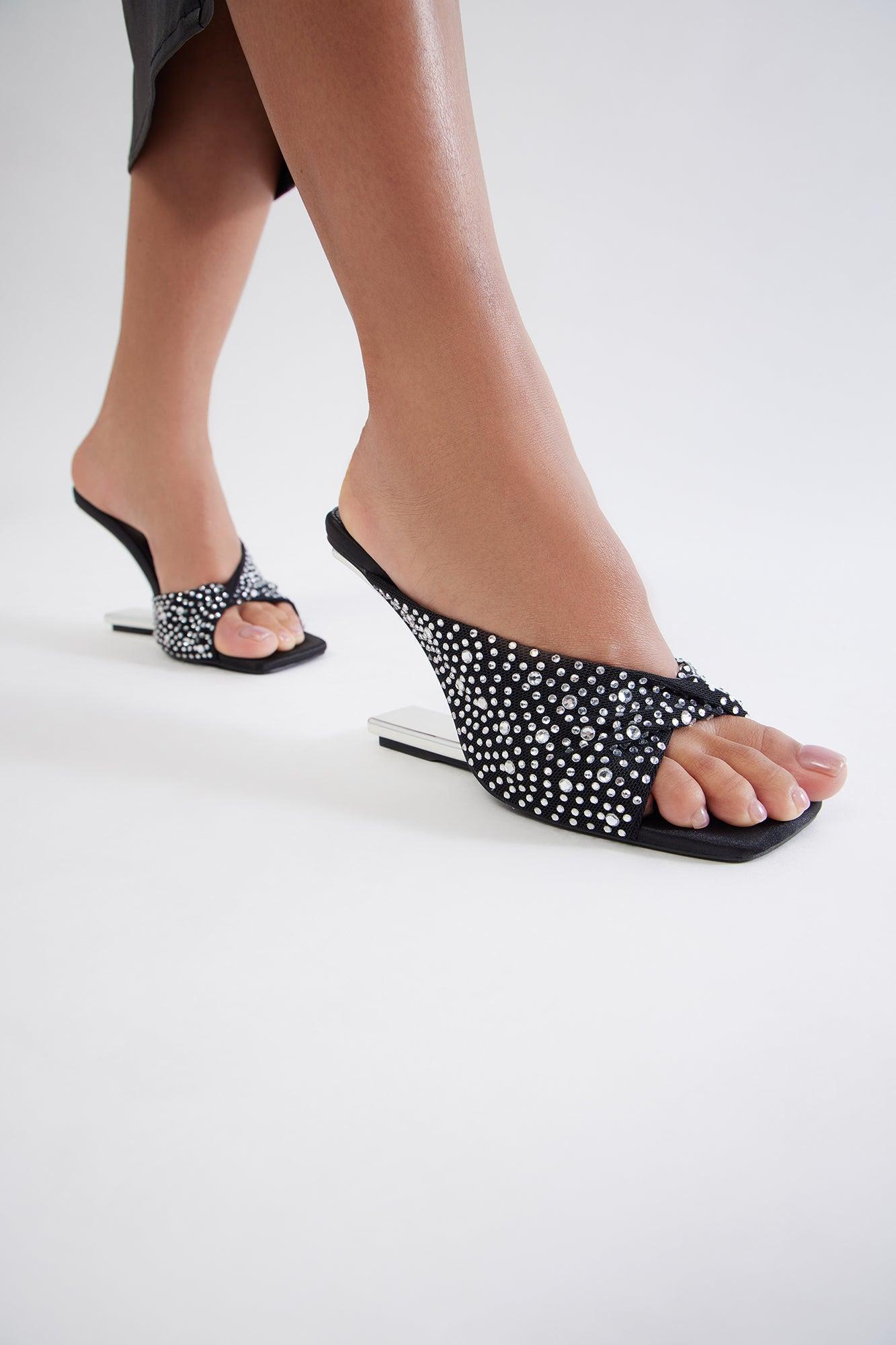 Camden Rhinestone Wedges - Black Product Image