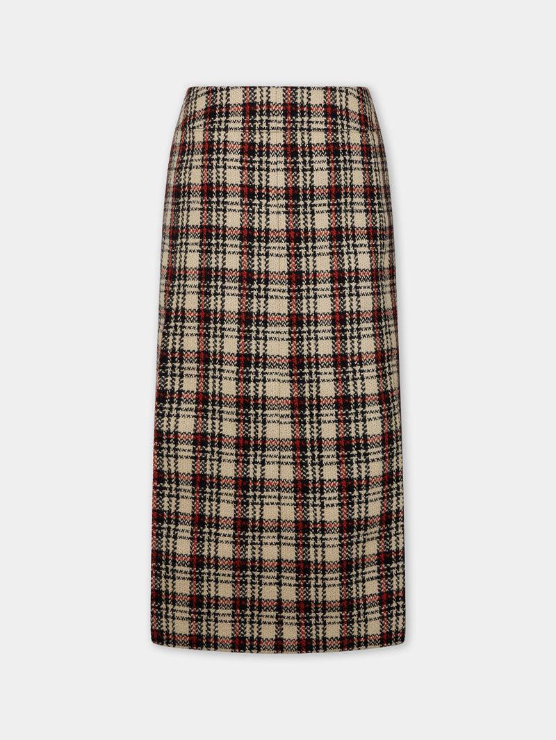 LONG SKIRT IN WOOL TARTAN Product Image