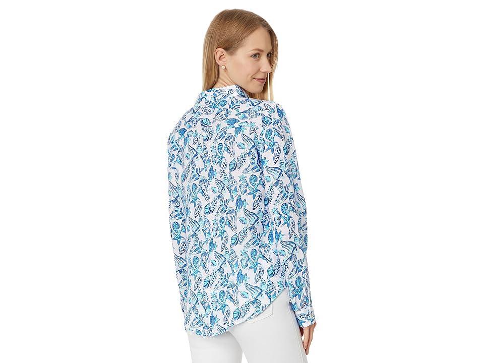 Lilly Pulitzer Sea View Button-Down (Resort White Shell Collector) Women's Clothing Product Image