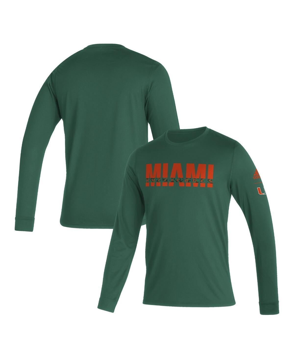 Mens adidas Green Miami Hurricanes Sideline Locker Strikethrough Creator Aeroready Long Sleeve T-shirt Product Image