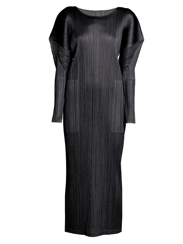 Womens February Pleated Long-Sleeve Midi-Dress Product Image