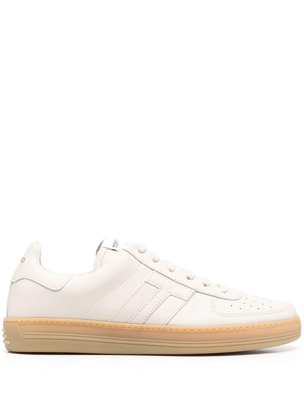 TOM FORD Logo-patch Lace-up Sneakers In Neutrals Product Image