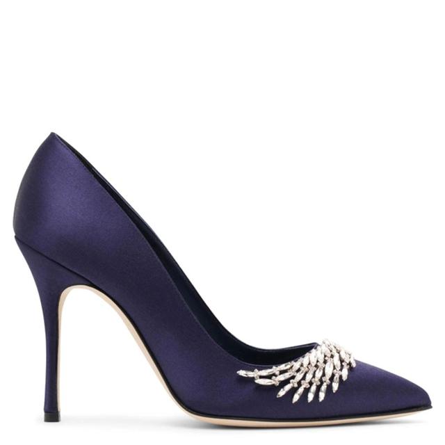 105mm Pluma Satin Pumps In Navy Product Image