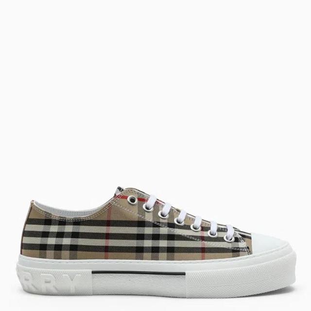 Beige Sneakers With Vintage Check Motif Product Image