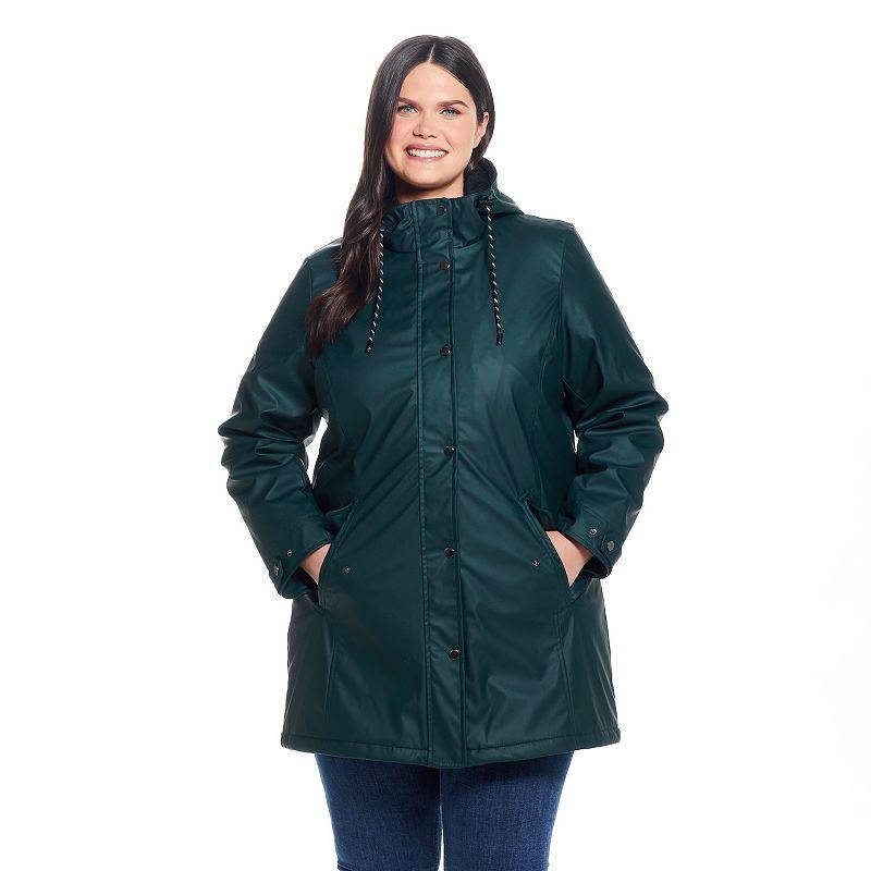 Plus Size Weathercast Hooded Midweight Rain Jacket, Womens Product Image