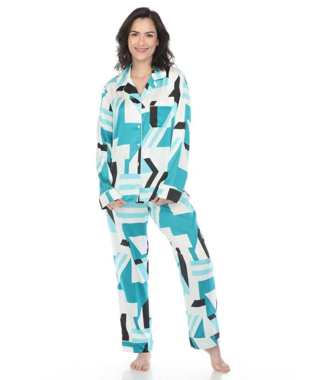 White Mark Womens Printed Satin Pajama Set Product Image