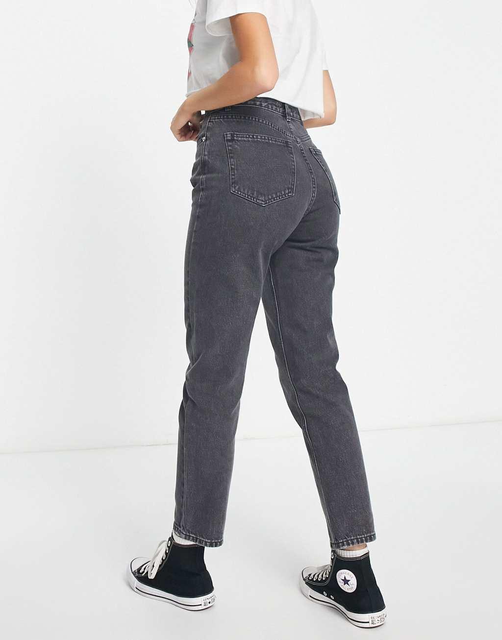 Pull&Bear high waisted mom jean in washed gray Product Image