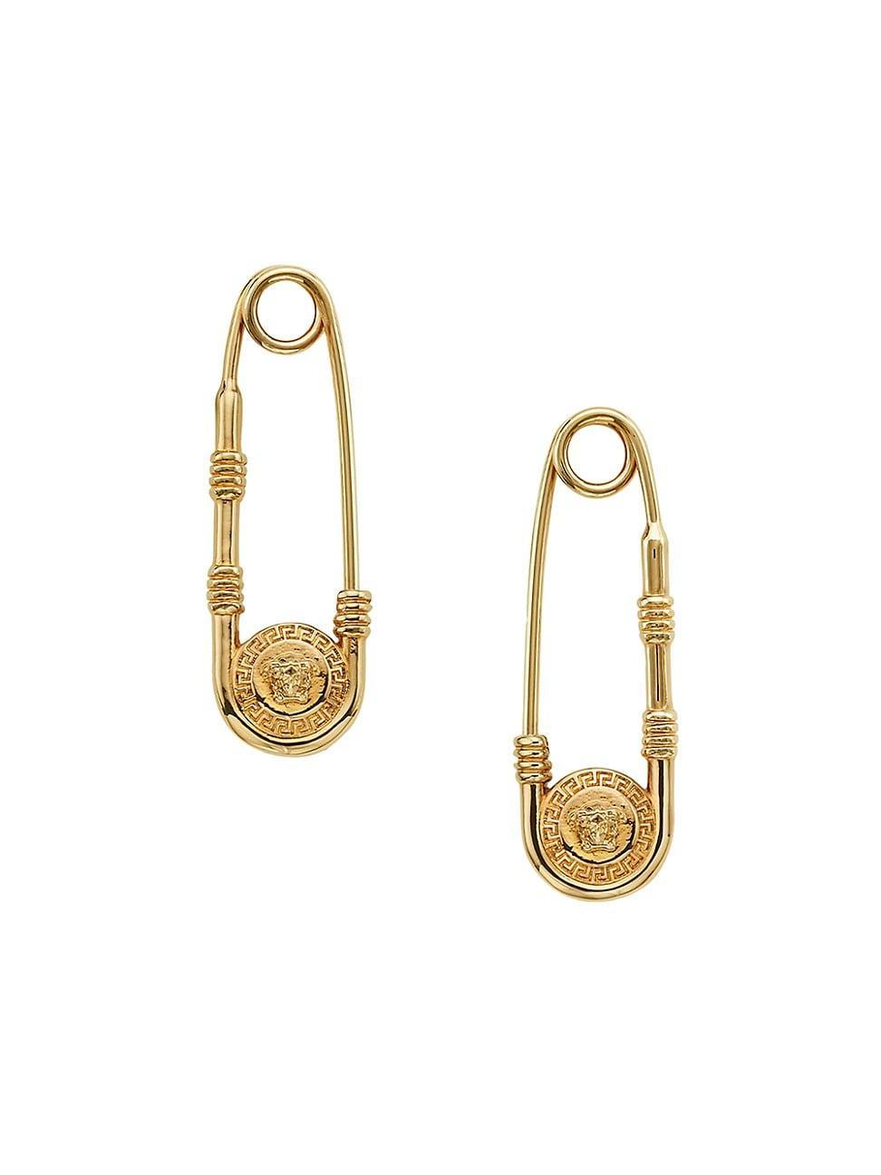 Womens Goldtone Medusa Safety Pin Earrings Product Image