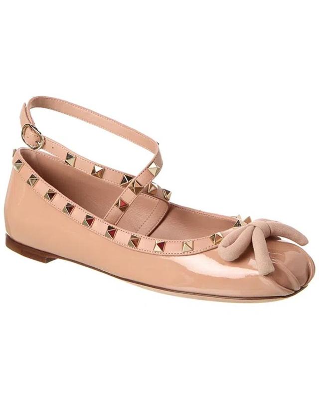 Rockstud Patent Ballerina Flat In Beige Product Image