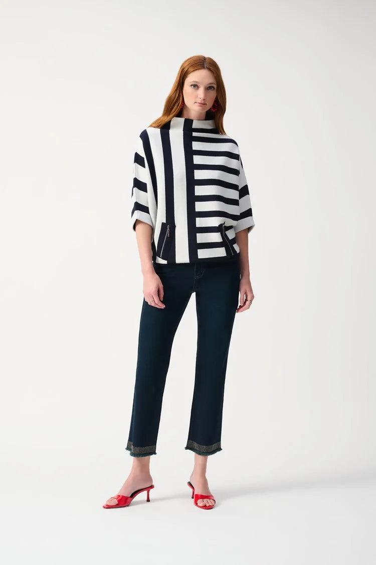 Jacquard Stripe Sweater Knit Pullover Product Image