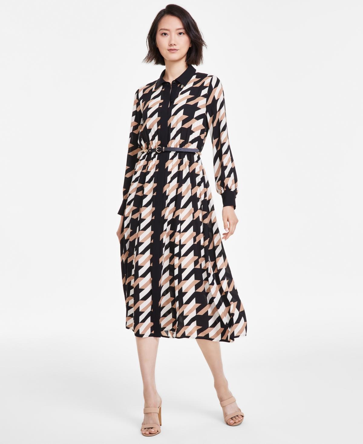 Anne Klein Womens Printed A-Line Shirtdress Product Image