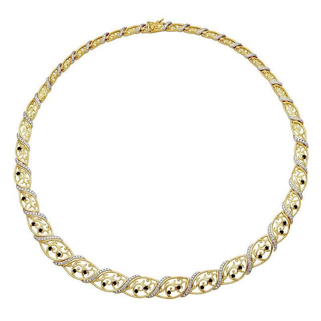 18k Gold Over Silver Diamond Accent Sapphire Graduated Marquise Filigree Necklace, Womens Dk Bl Product Image