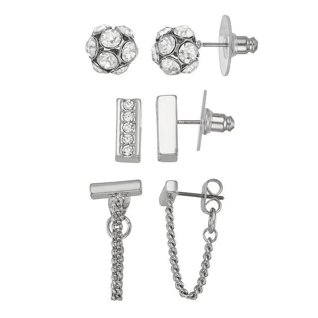 Simply Vera Vera Wang Silver Tone Crystal Stud & Front-to-Back Earrings Set, Womens Product Image