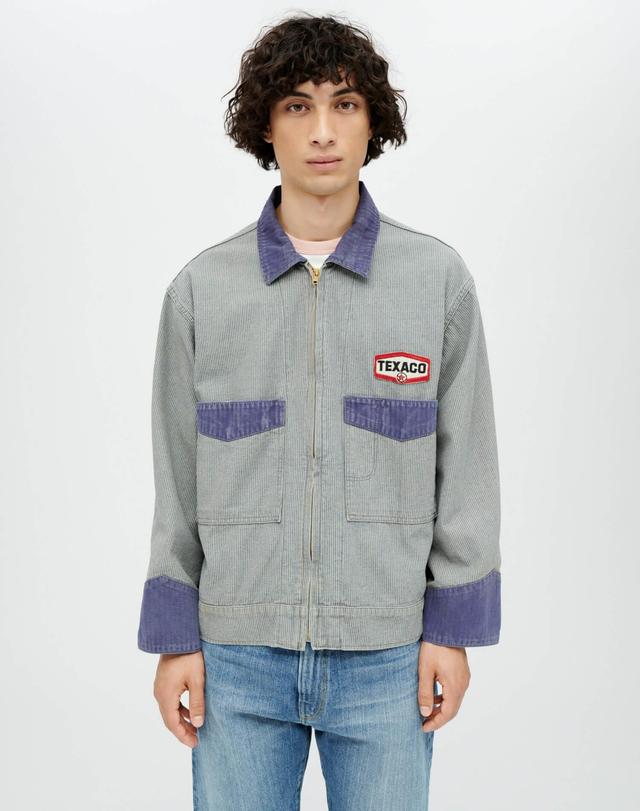 Milk Man Jacket - Cement Pin Stripe Navy Product Image