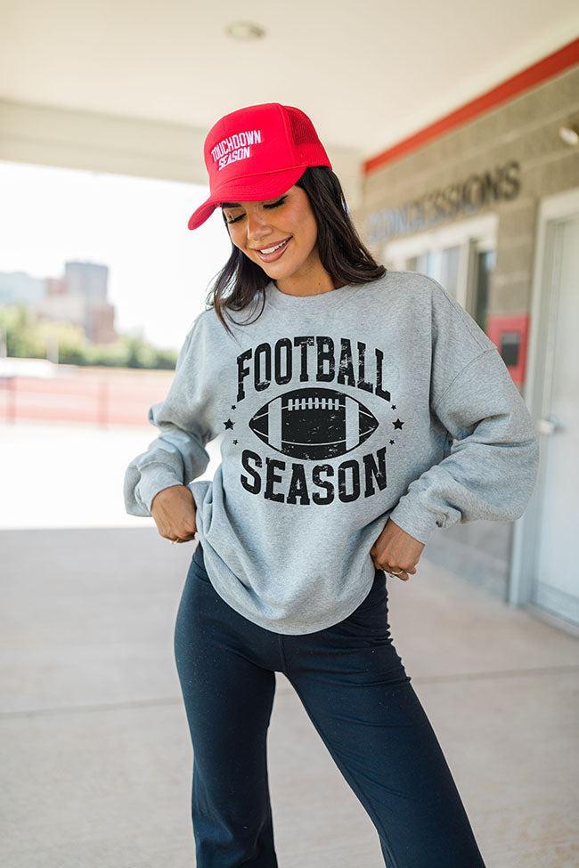 Football Season Light Grey Oversized Graphic Sweatshirt Product Image