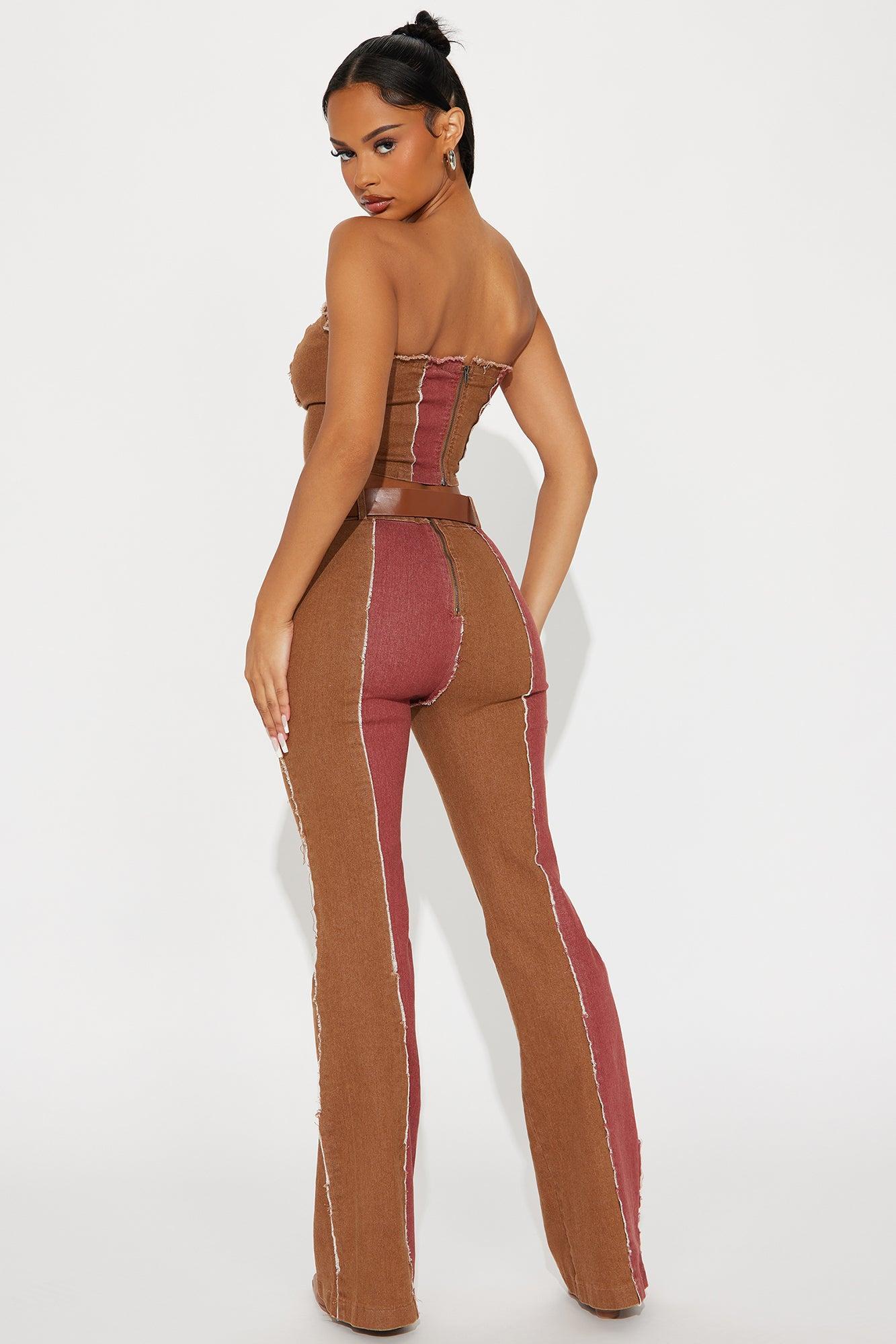 Lala Western Pant Set - Brown/combo Product Image