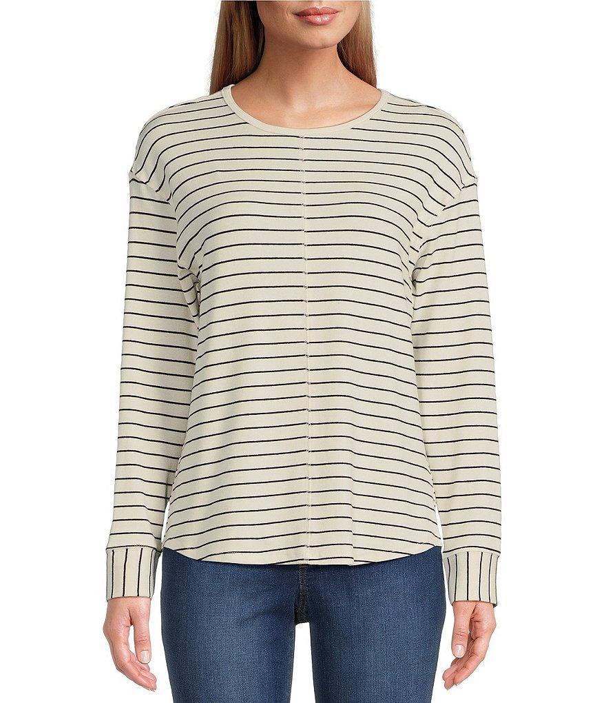 Westbound Petite Size Round Neck Long Sleeve Knit Tee Shirt Product Image