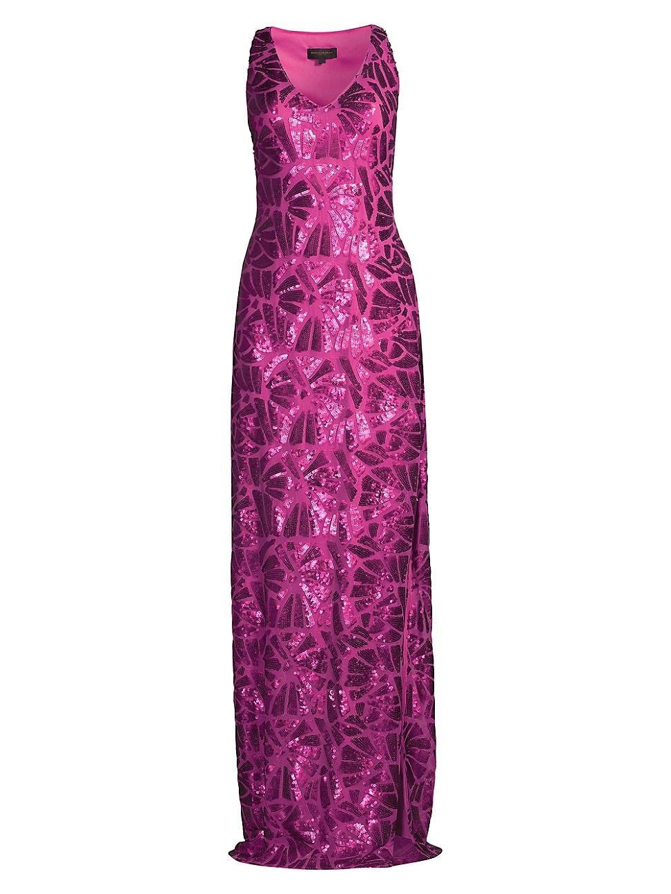 Womens Social Occasion Fan Sequined Column Gown Product Image