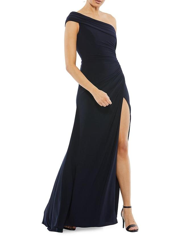 Ieena for Mac Duggal Ruched One-Shoulder Trumpet Gown Product Image