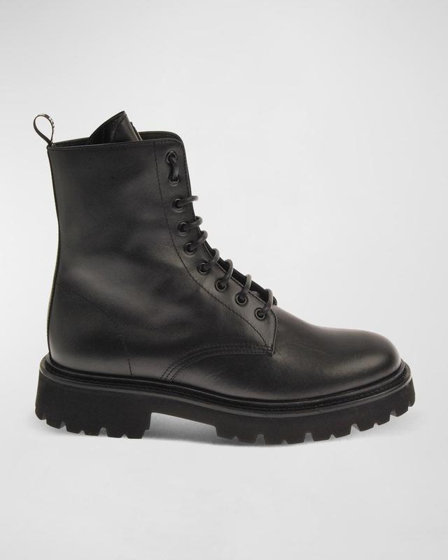 John Richmond Men's Lug-Sole Leather Combat Boots - Size: 41 EU (8D US) - BLACK Product Image