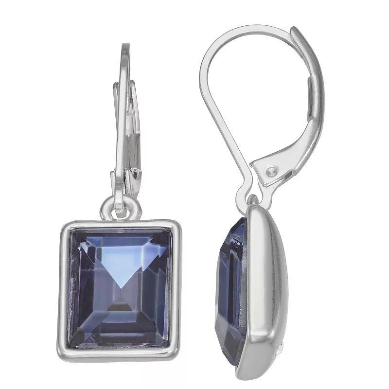 Nine West Silver Tone Square Stone Drop Earrings, Womens, Blue Product Image