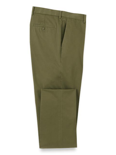 Non-Iron Cotton Stretch Twill Pant - Dark Olive Product Image