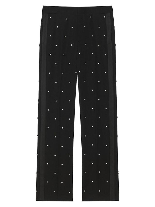 Mens Wide Pants in Wool with Piping and Studs Product Image