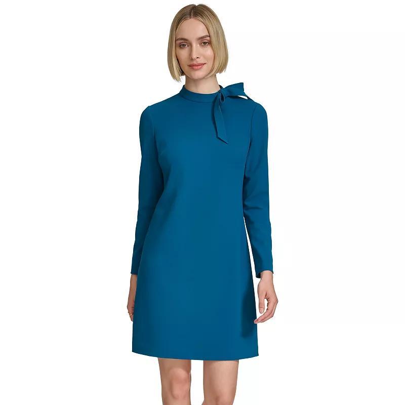 Womens Andrew Marc Long Sleeve Tie Neck Shift Dress Product Image