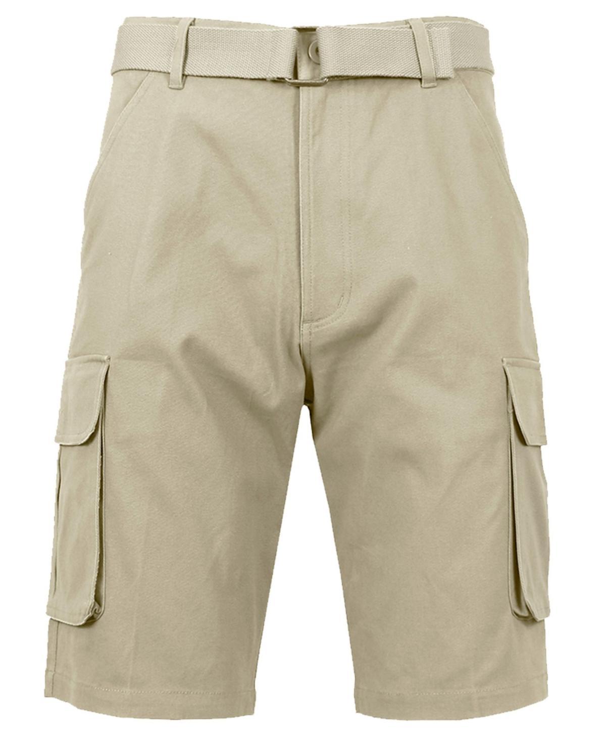 Galaxy By Harvic Mens Flat Front Belted Cotton Cargo Shorts Product Image