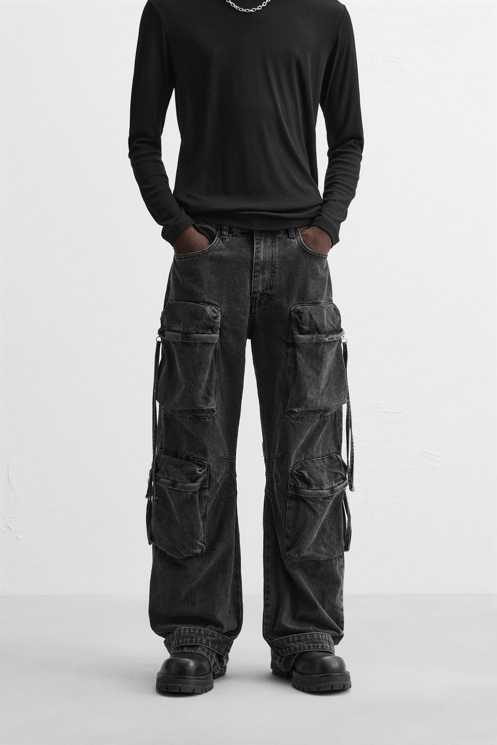 POCKET DENIM CARGO PANTS Product Image