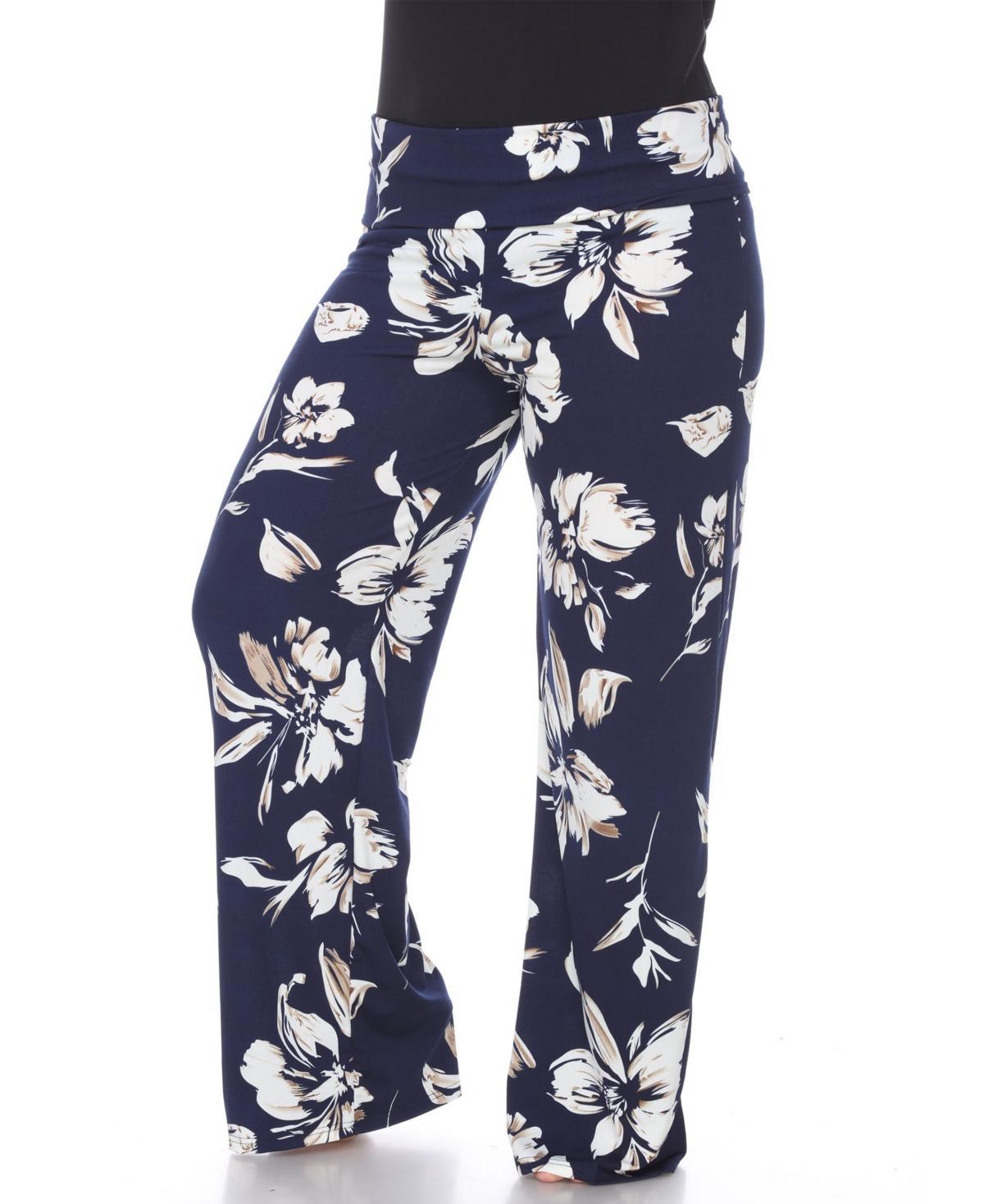 White Mark Plus Size Floral Wide Leg Palazzo Pants Product Image