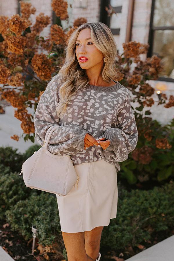 Savannah Snow Leopard Sweater In Grey Product Image