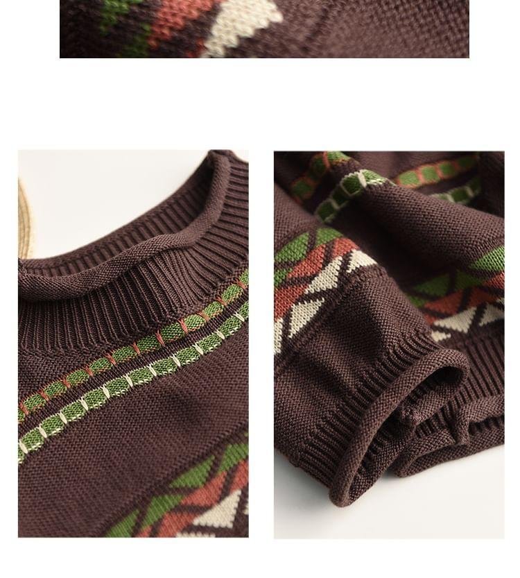 Mock Neck Pattern Jacquard Sweater Product Image