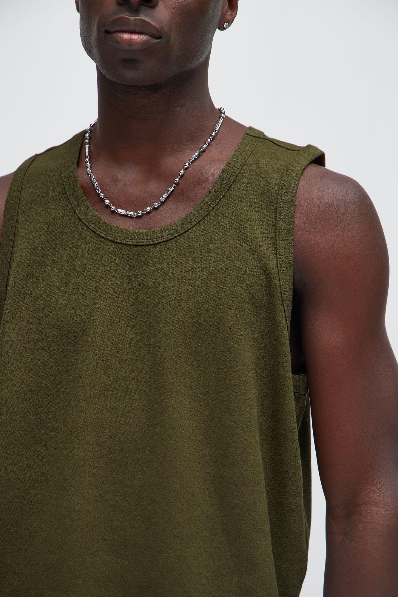 Duval Textured Relaxed Tank - Olive Product Image