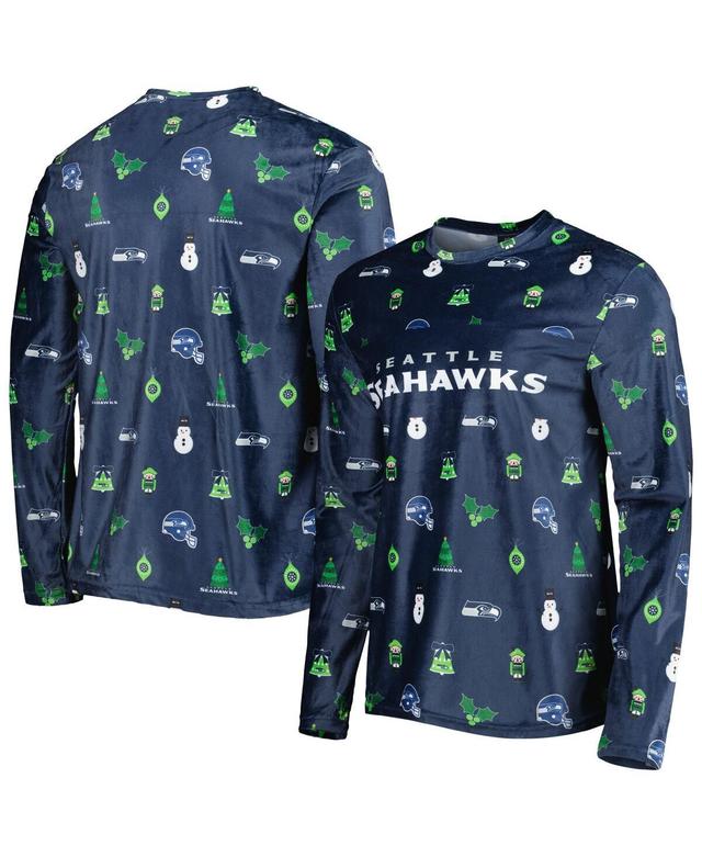 Mens FOCO College Seattle Seahawks Holiday Repeat Long Sleeve T-Shirt Blue Product Image