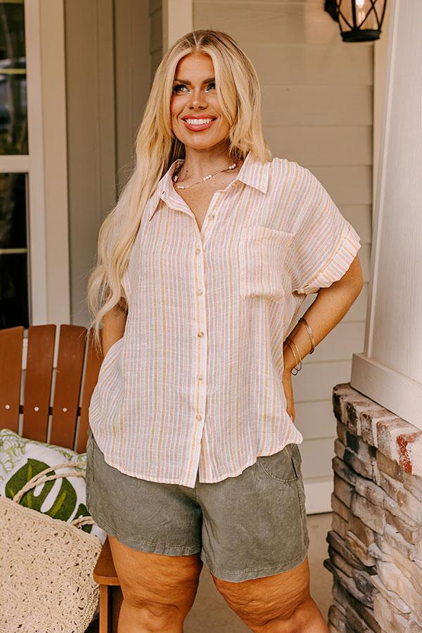 Saltwater Taffy Button Up Top In Orange Curves Product Image