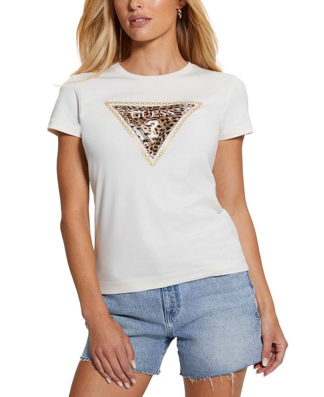 Guess Womens Leo Animal-Print Logo T-Shirt Product Image