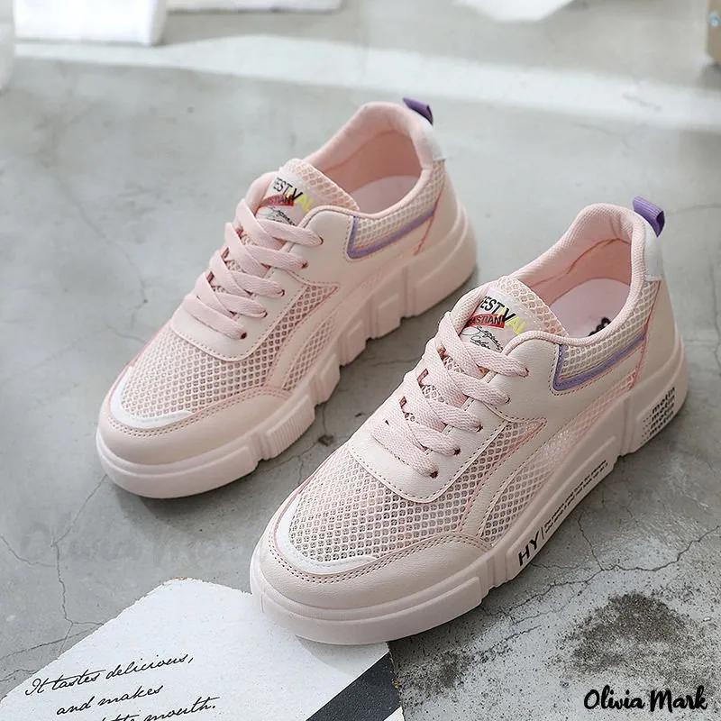 Olivia Mark – White Hollow Out Breathable Mesh Upper Flat Sneakers from Little White Shoes Academy Product Image