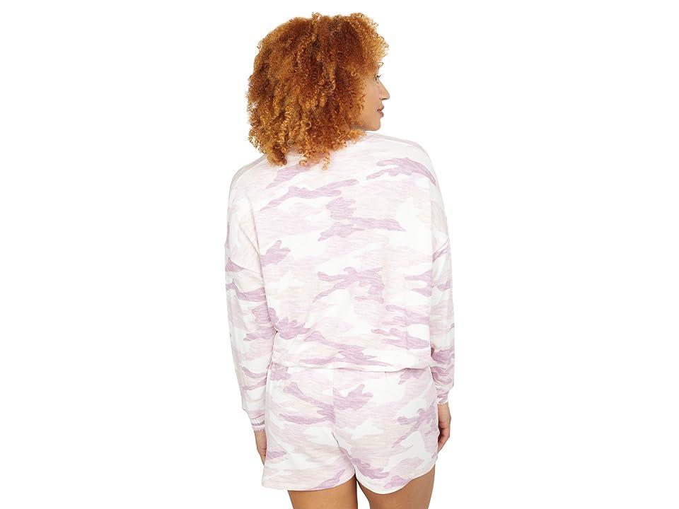 Splendid Camo Bubble Pullover Sweatshirt (Mauve Camo) Women's Clothing Product Image