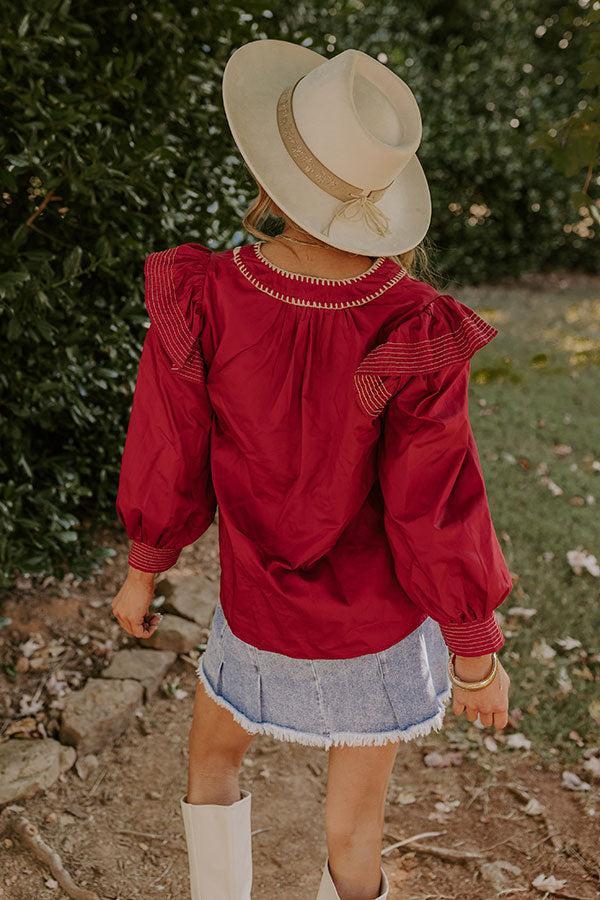 Chic Moment Ruffle Top in Crimson Product Image