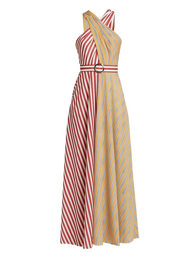 Womens Mackenzie Split-Striped Halter Maxi Dress Product Image