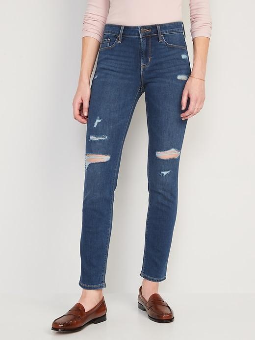 Mid-Rise Power Slim Straight Jeans Product Image