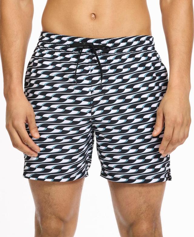 Puma Mens 5 Geometric-Print Swim Shorts - Black Product Image