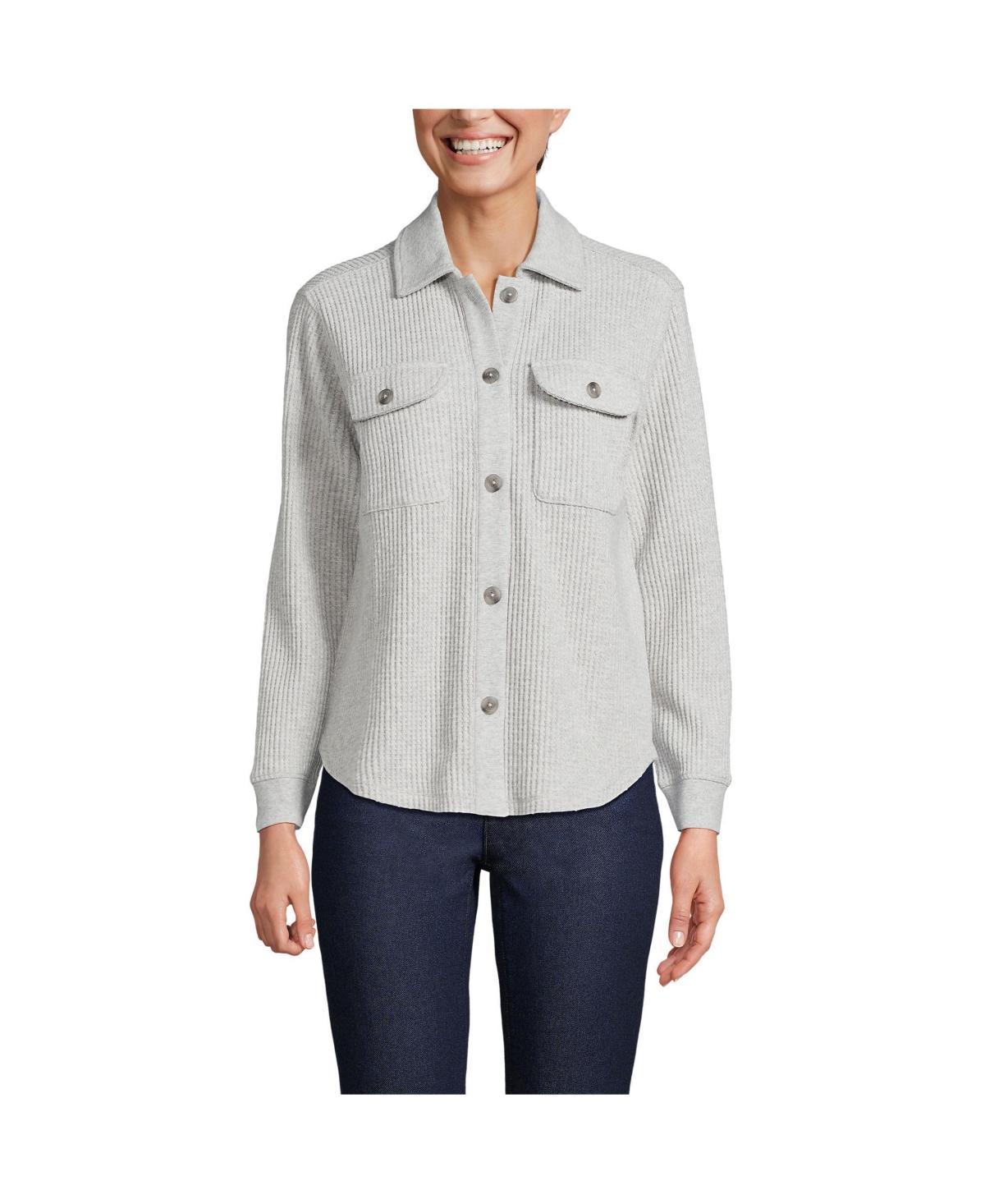 Lands End Womens Waffle Relaxed Long Sleeve Shirt Jacket Product Image