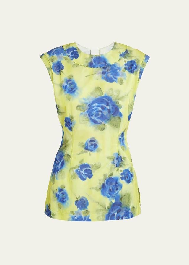 Womens Floral Cotton-Blend Blouse Product Image